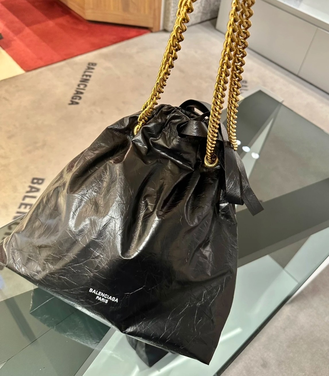 Ba1en*iaga Crush Small Tote Bag Black For Women‎ 10.2in/25.9cm 742942210IT1000