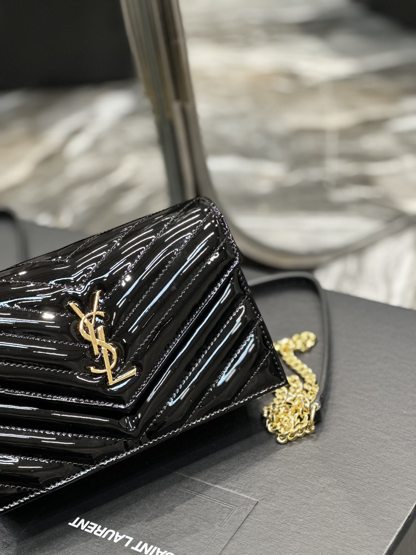 Sa1nt Lau*nt Envelope Small Bag Black For Women‎ 7.5in/19cm