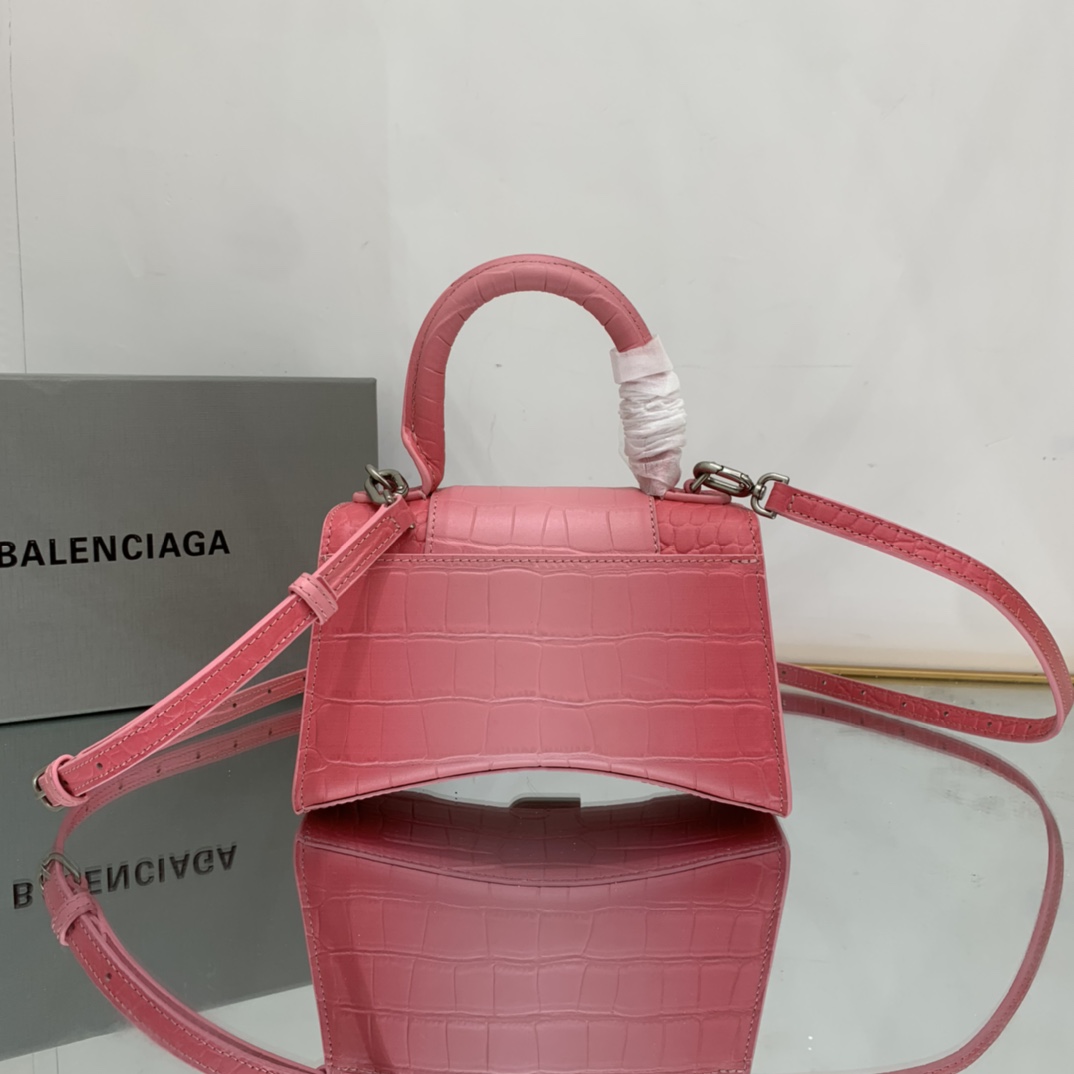 Ba1en*iaga Hourglass Small Handbag Black/Pink For Women‎ 9in/22.9cm