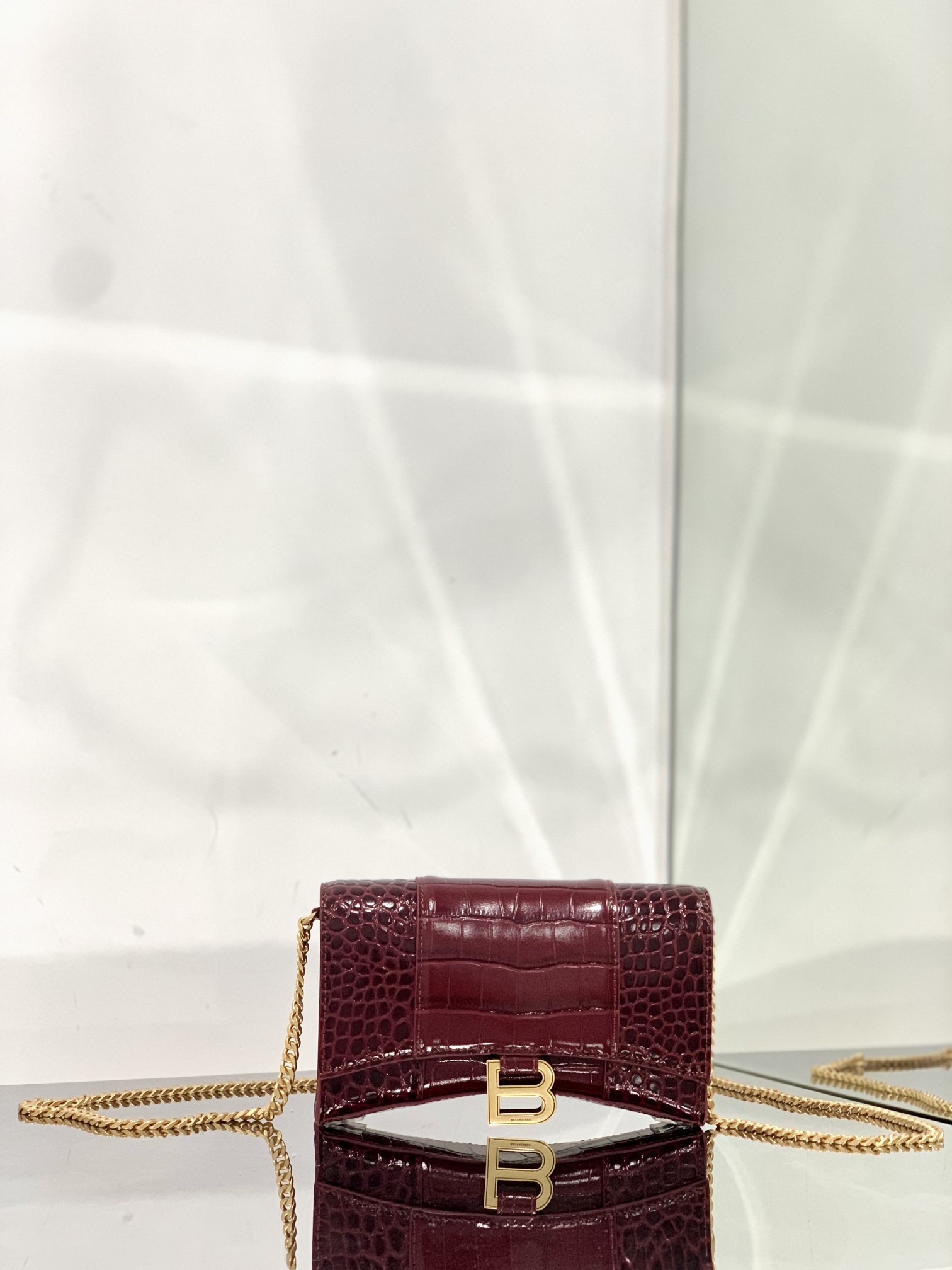 Ba1en*iaga Hourglass Wallet Pink/Burgundy/Dark Green/Black For Women‎ 7.6in/19cm 6560501LRGM6310