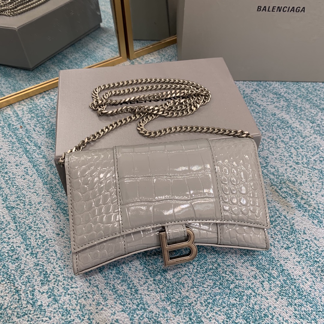 Ba1en*iaga Hourglass Wallet Silver/Grey/Gold/Green/Black For Women‎ 7.6in/19cm 6560502UDF71000
