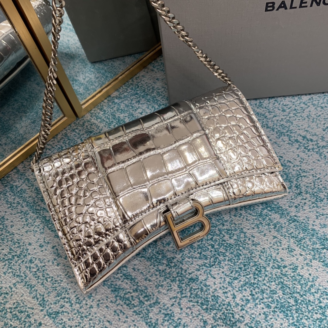 Ba1en*iaga Hourglass Wallet Silver/Grey/Gold/Green/Black For Women‎ 7.6in/19cm 6560502UDF71000