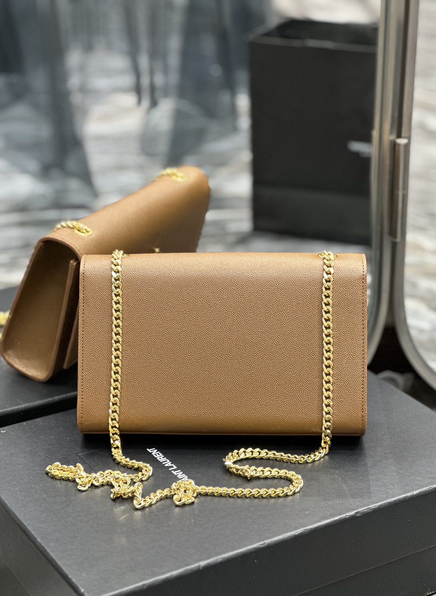 Sa1nt Lau*nt Kate Chain Bag Brown For Women‎ 9.4in/24cm