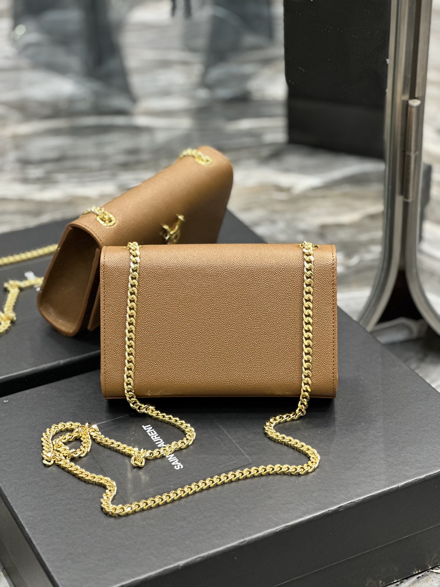 Sa1nt Lau*nt Kate Small Chain Bag Brown For Women‎ 7.8in/20cm