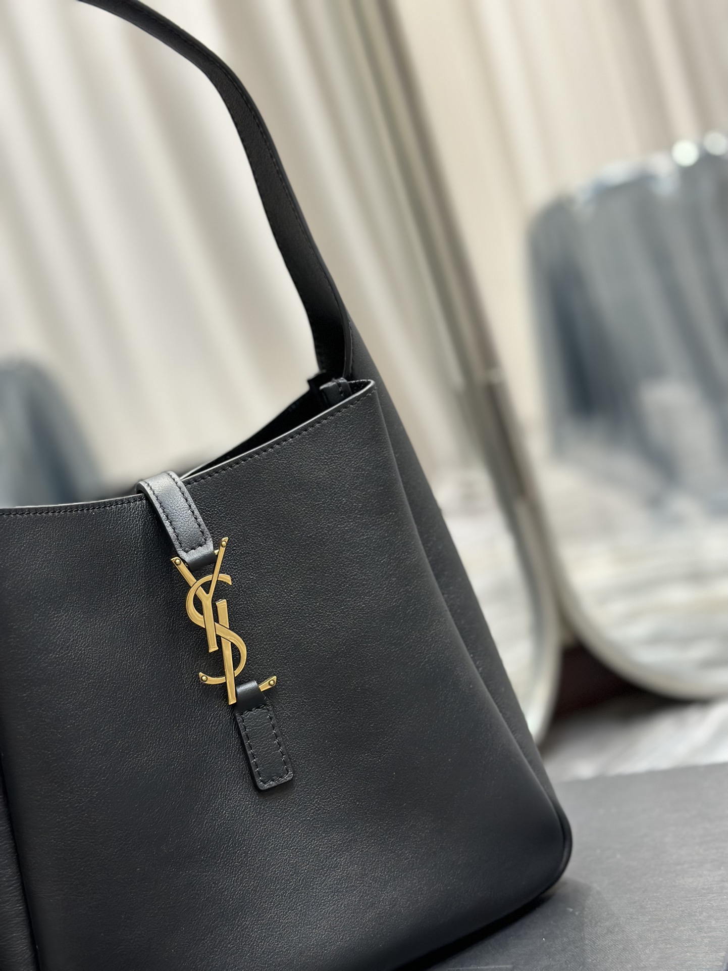 Sa1nt Lau*nt Le 5 A 7 Soft Small Black/Yellow/Burgundy For Women‎ 9in/23cm 713938AAAUQ1000