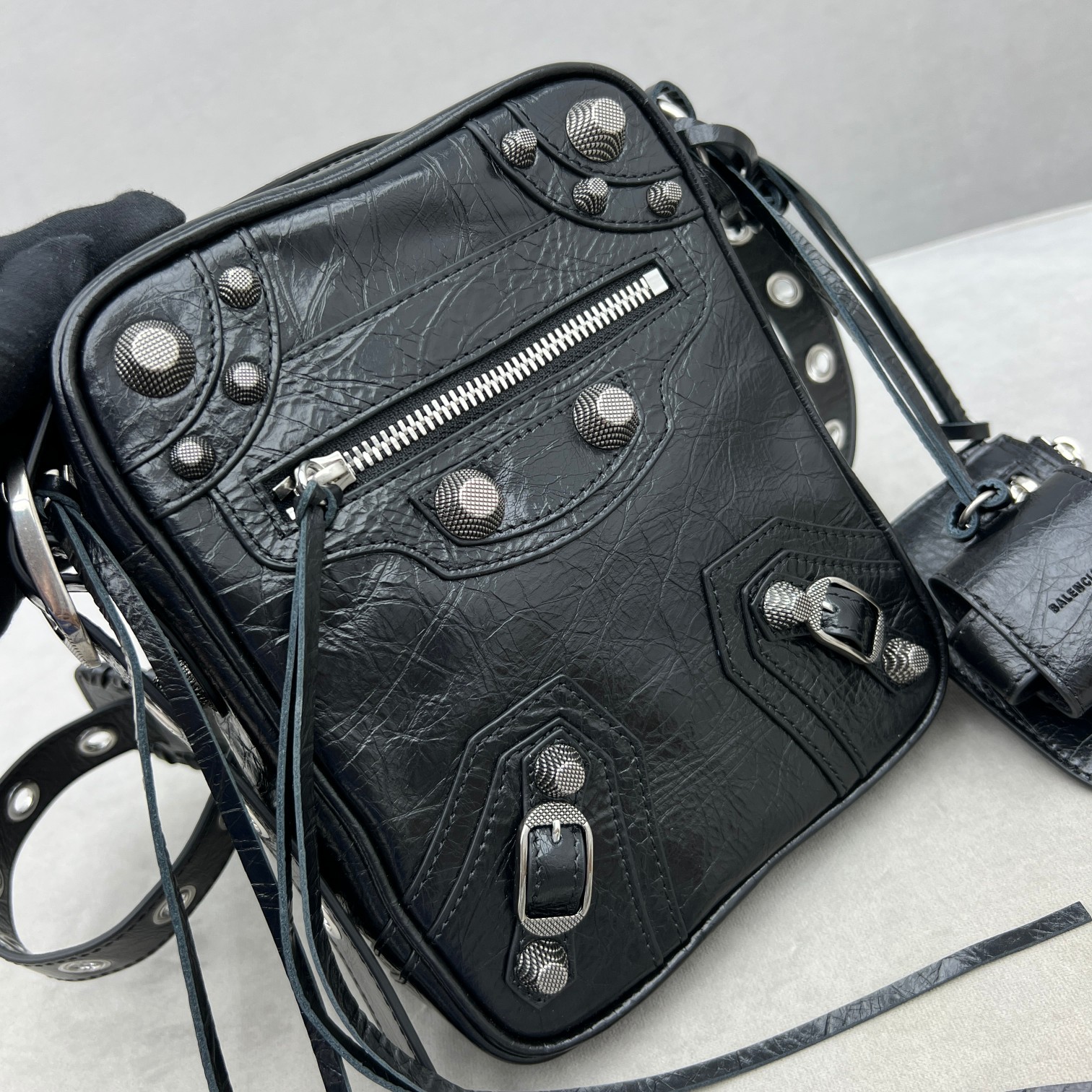 Ba1en*iaga Le Cagole Crossbody Bag Black/Grey For Women‎ 7.8in/19.8cm
