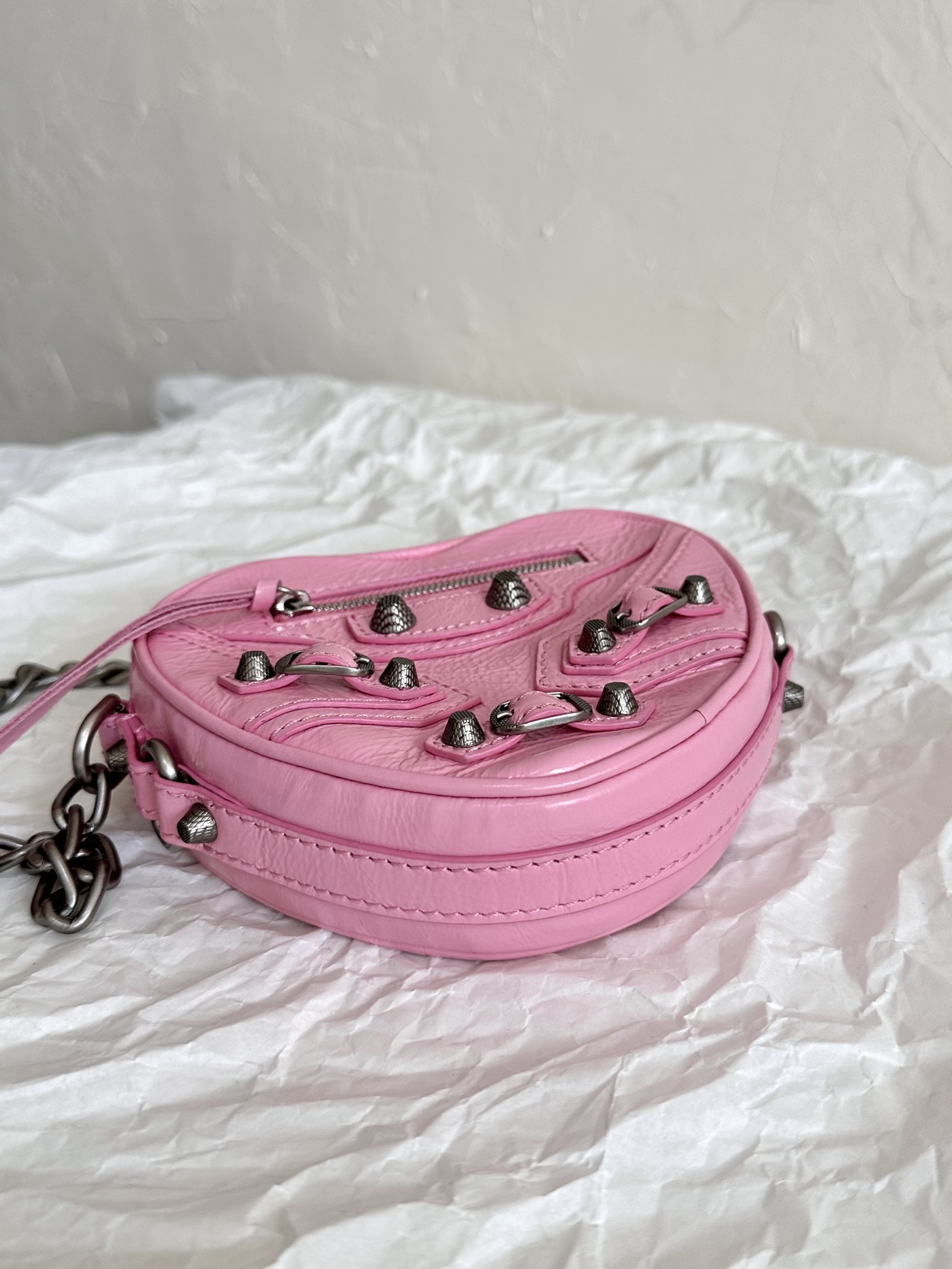 Ba1en*iaga Le Cagole Heart Mini Bag Black/Pink For Women‎ 6.3in/16cm 7227811VG9Y1000