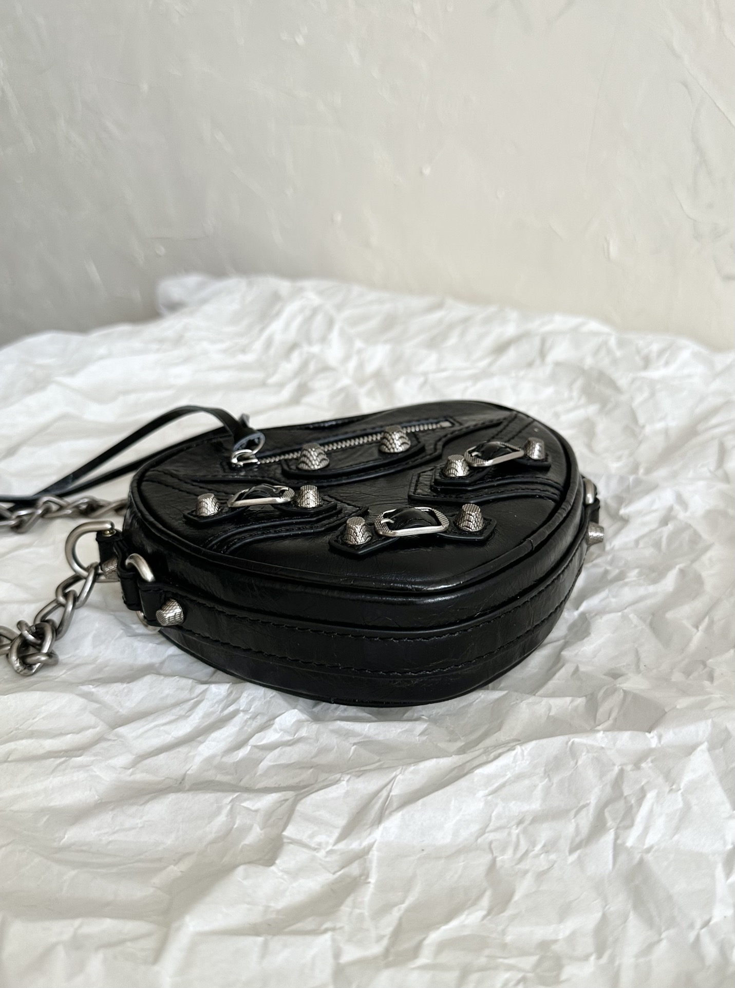 Ba1en*iaga Le Cagole Heart Mini Bag Black/Pink For Women‎ 6.3in/16cm 7227811VG9Y1000