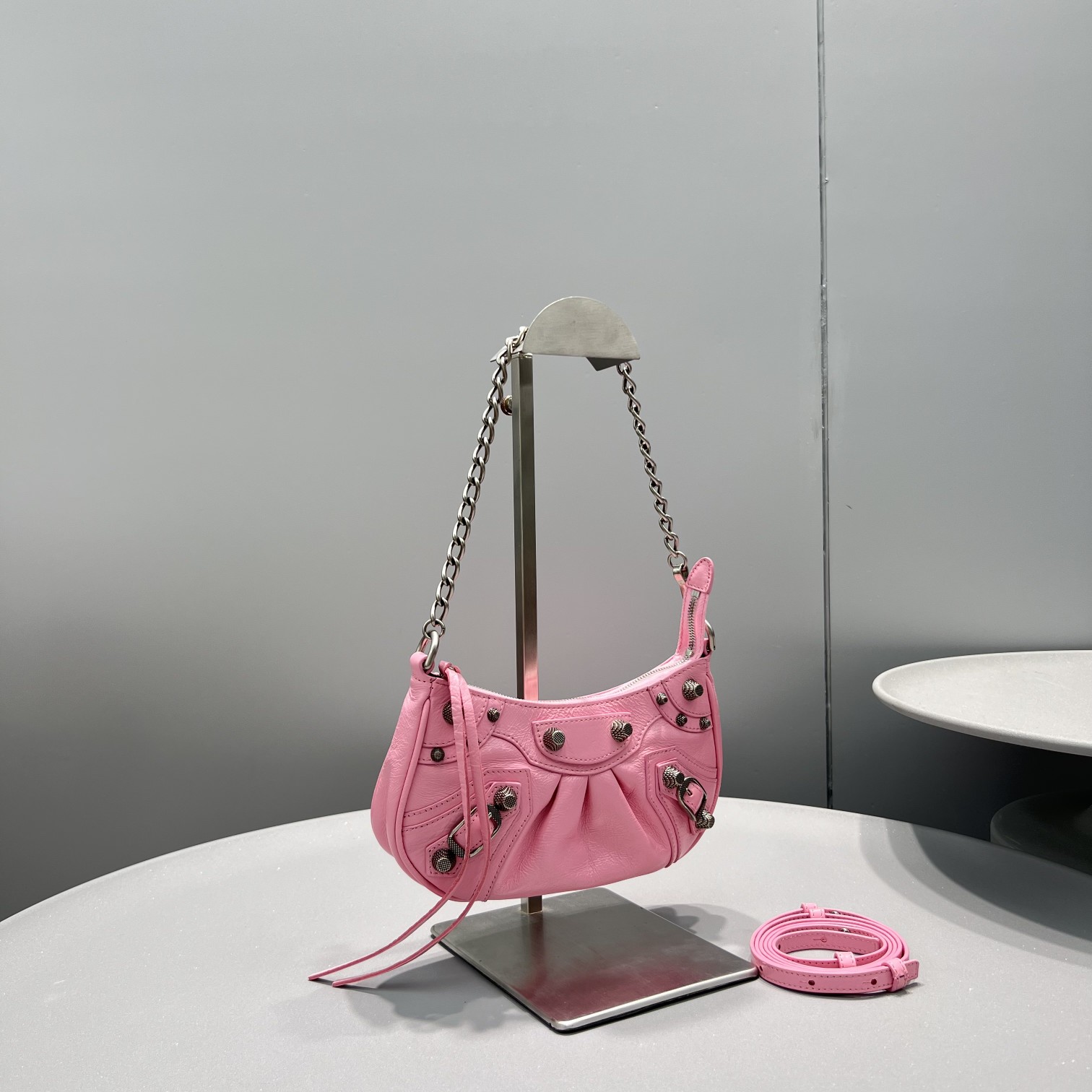 Ba1en*iaga Le Cagole Mini Bag Black/White/Pink For Women‎ 8.2in/20.8cm 6958141VG9Y1000