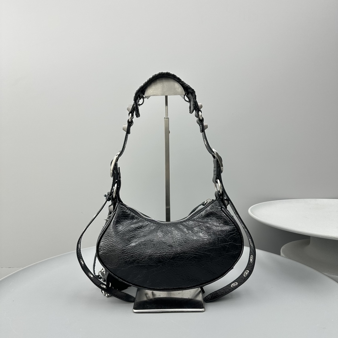 Ba1en*iaga Le Cagole XS Shoulder Bag Black/White For Women‎ 10.2in/26cm 671309210G81000