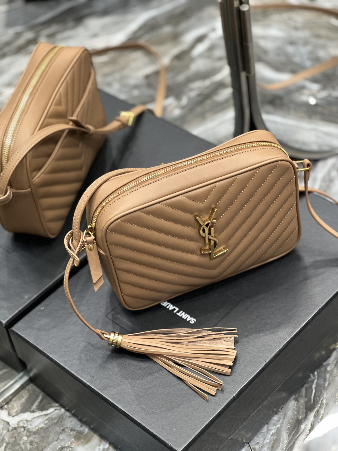 Sa1nt Lau*nt Lou Camera Bag Brown For Women‎ 9in/23cm