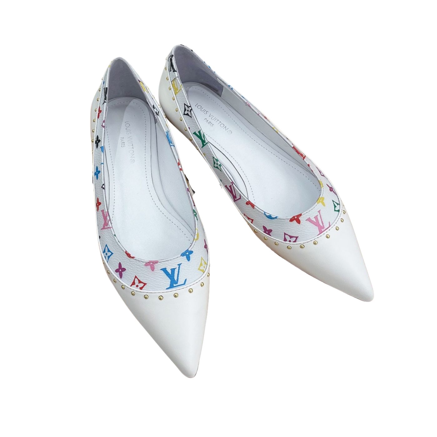 L0vis Vvtt0n Signature Flat Ballerina White For Women