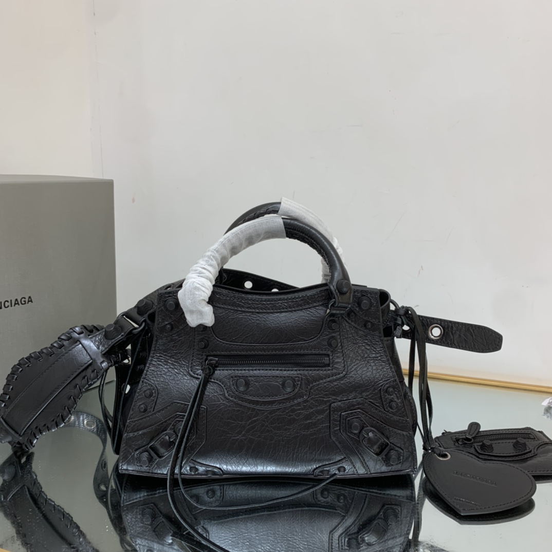 Ba1en*iaga Neo Cagole City Small Handbag Black/Silver For Women‎ 13in/33cm