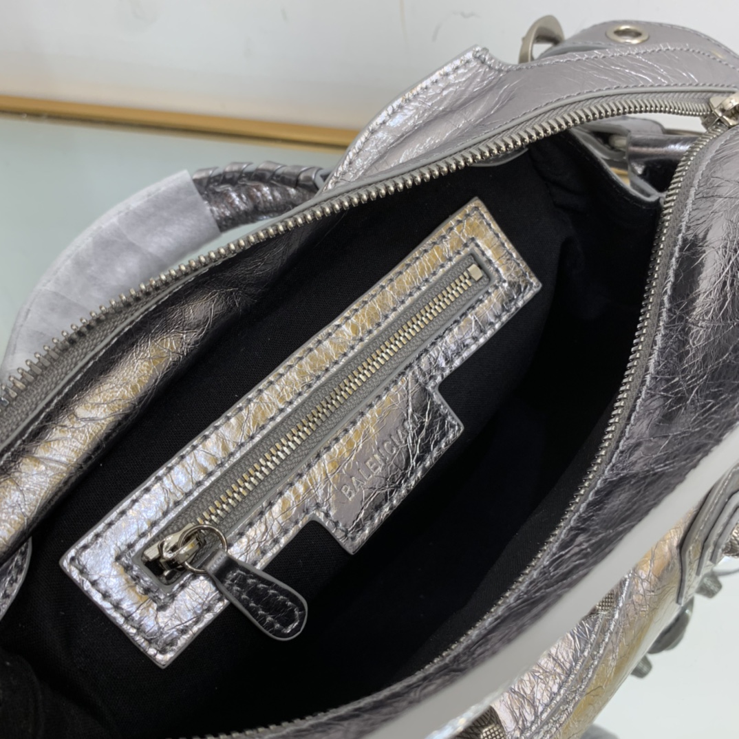 Ba1en*iaga Neo Cagole City Small Handbag Black/Silver For Women‎ 13in/33cm