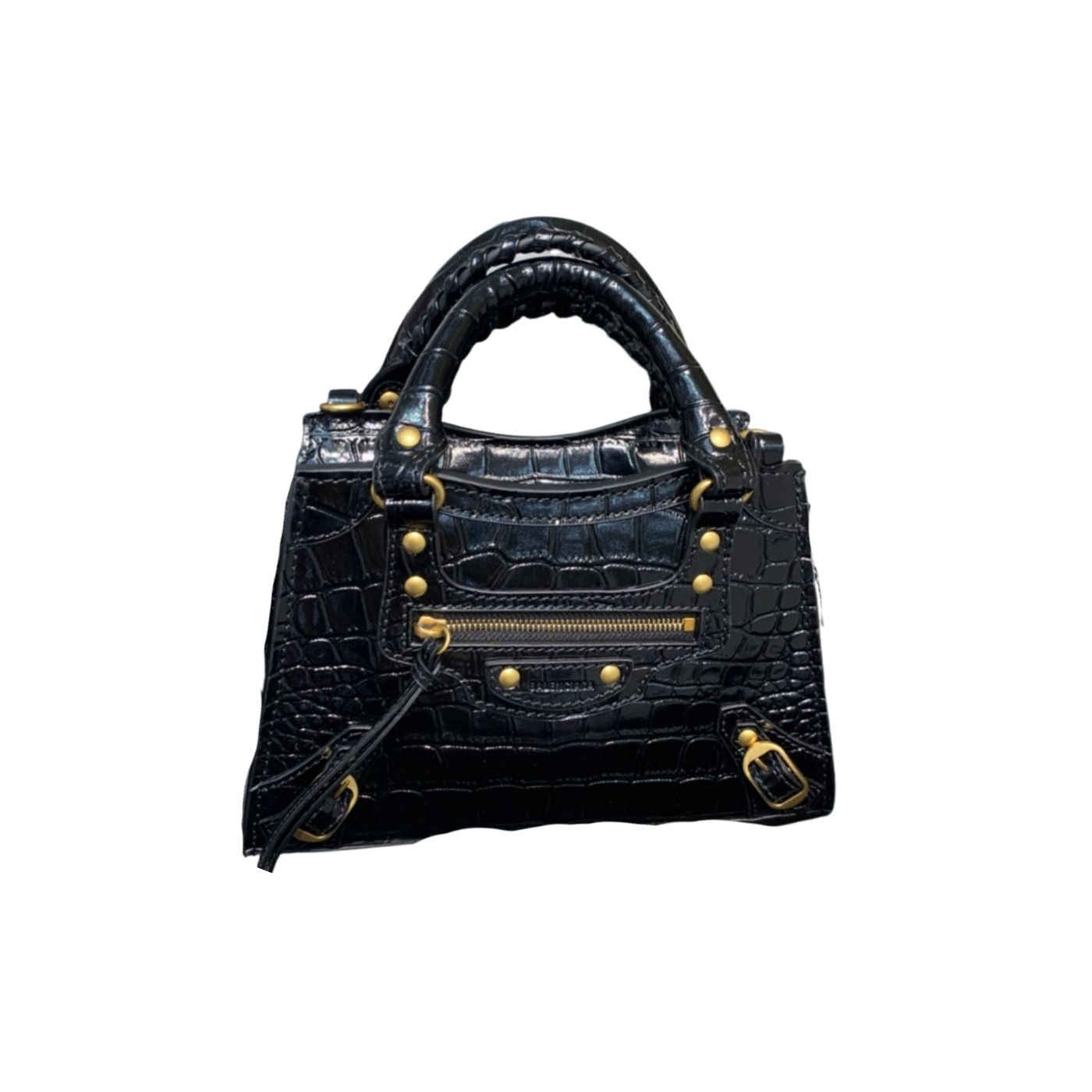 Ba1en*iaga Neo Classic Mini Handbag Black/Green For Women‎ 8.6in/21.8cm