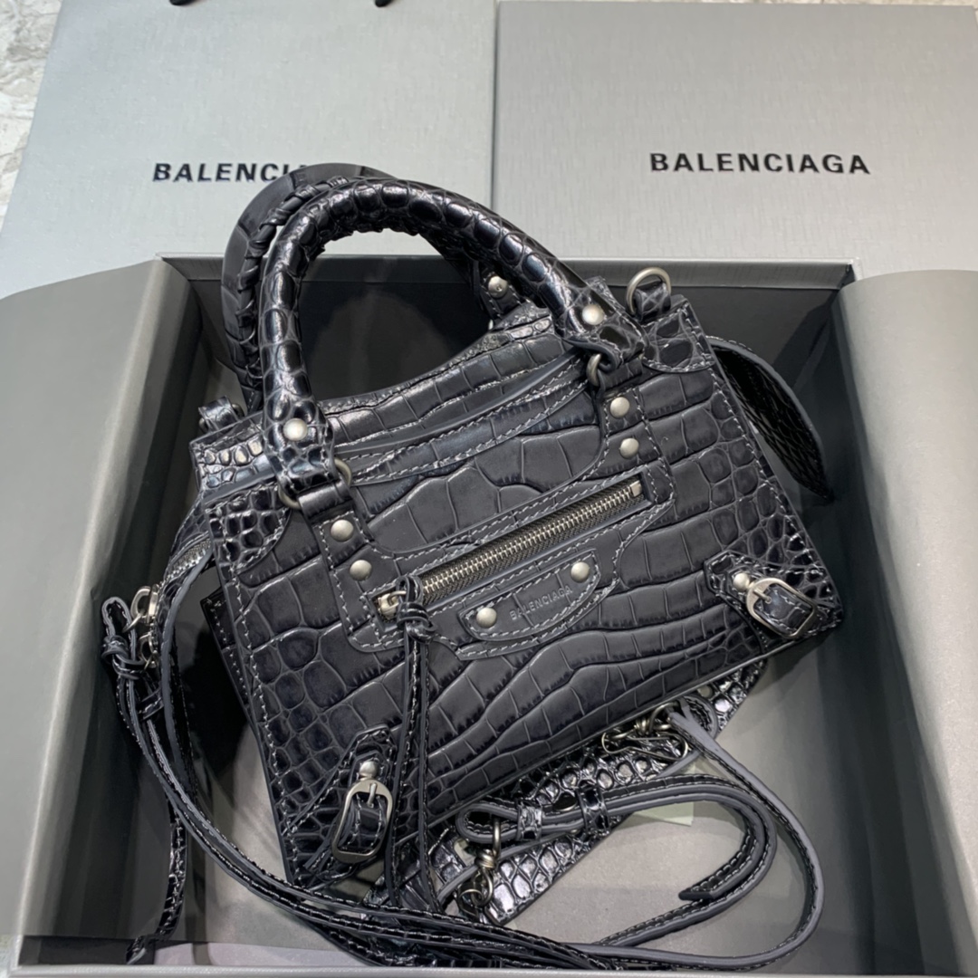 Ba1en*iaga Neo Classic Mini Handbag Black/Burgundy For Women‎ 8.6in/21.8cm