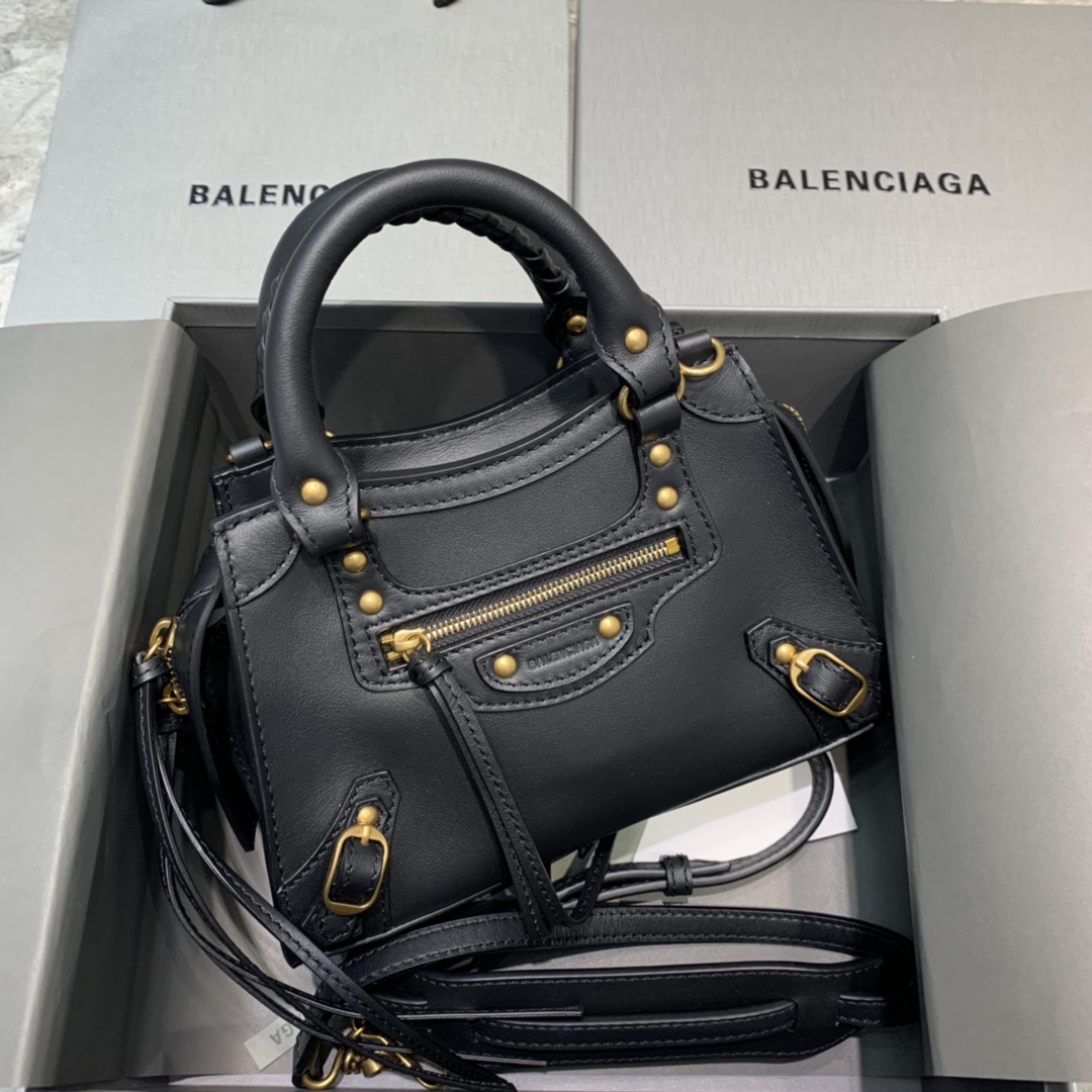 Ba1en*iaga Neo Classic Mini Handbag Black/White For Women‎ 8.6in/21.8cm