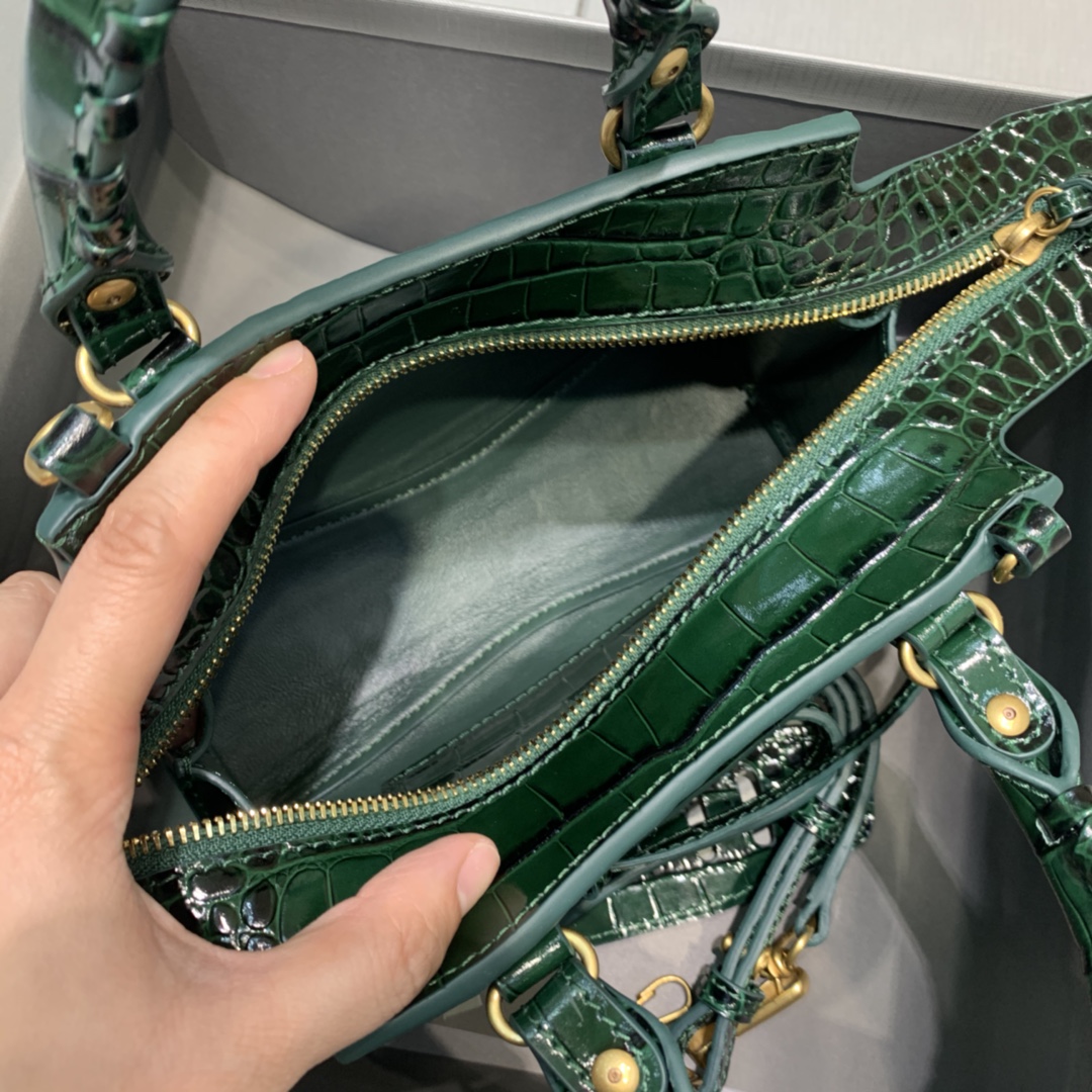 Ba1en*iaga Neo Classic Mini Handbag Black/Green For Women‎ 8.6in/21.8cm
