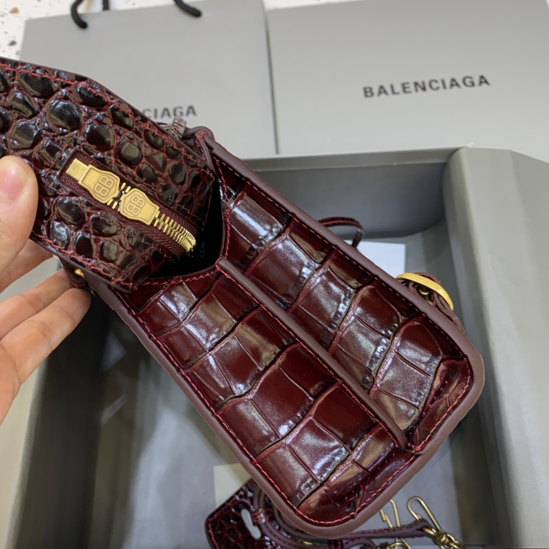 Ba1en*iaga Neo Classic Mini Handbag Black/Burgundy For Women‎ 8.6in/21.8cm