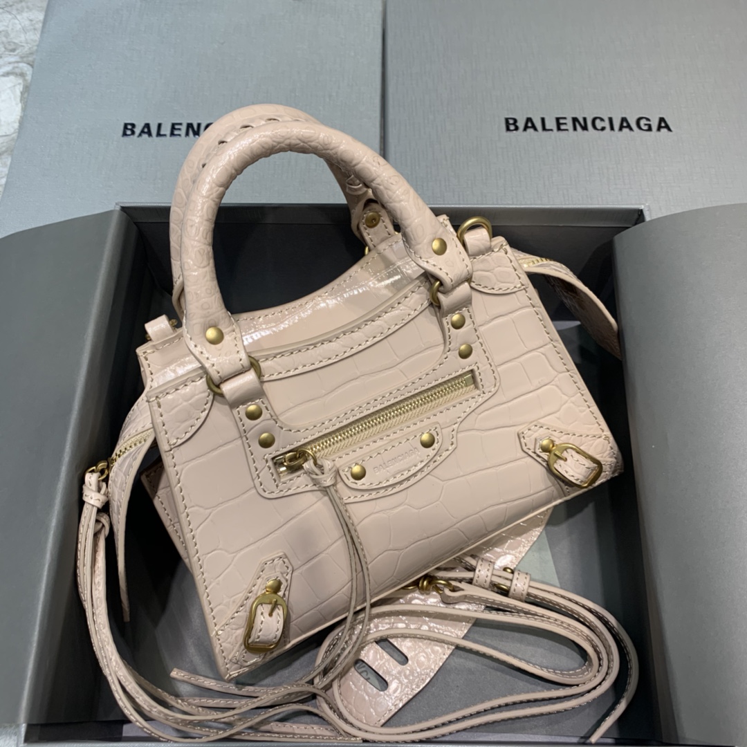 Ba1en*iaga Neo Classic Mini Handbag Black/Dark Blue/Cream/Brown/Green Khaki For Women‎ 8.6in/21.8cm