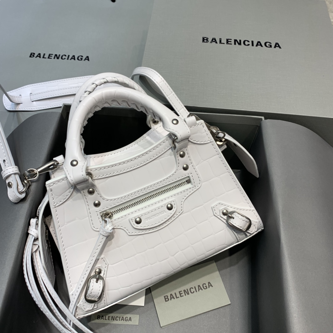 Ba1en*iaga Neo Classic Mini Handbag Black/White For Women‎ 8.6in/21.8cm