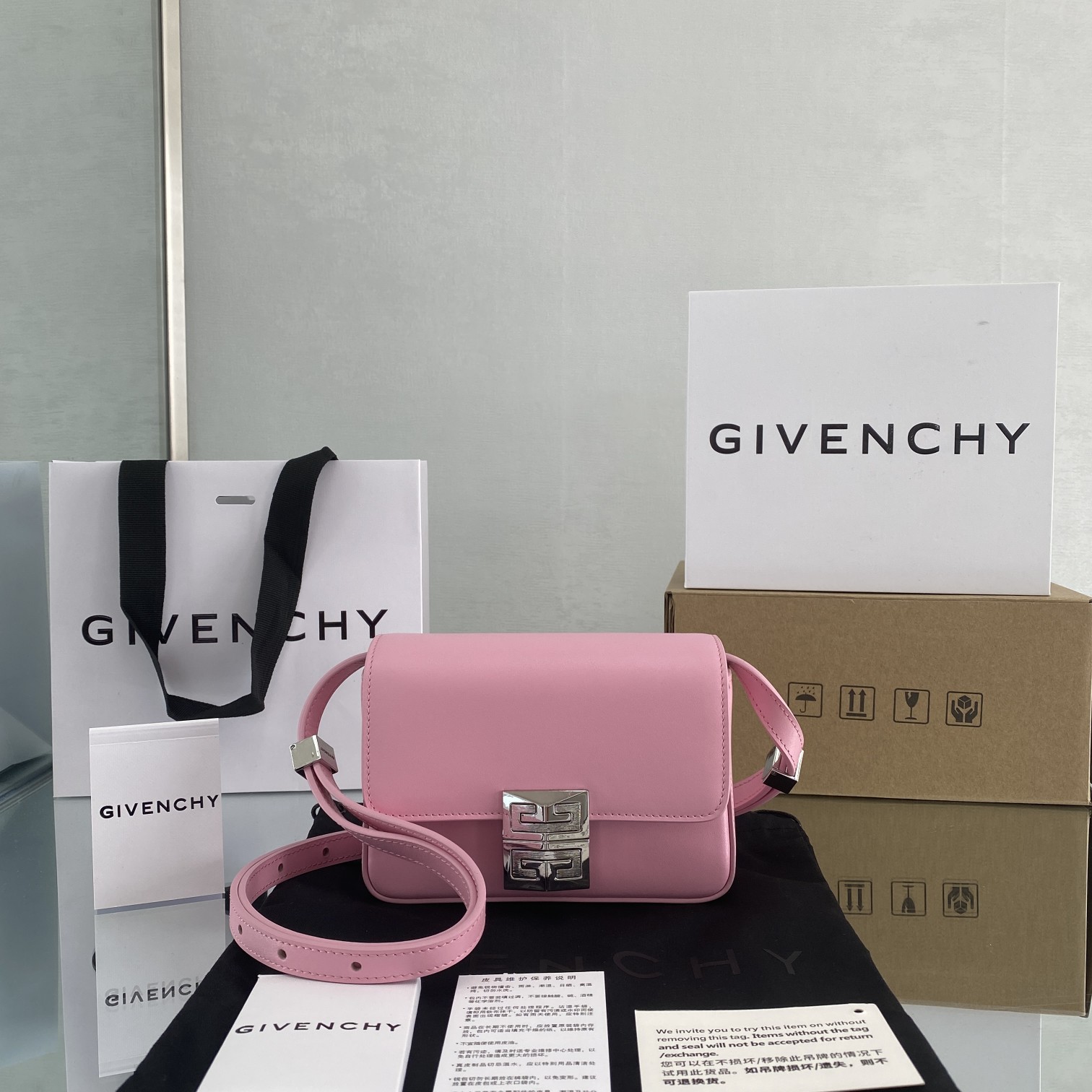 Givenchy Small 4G Bag Black/White/Pink For Women‎ 6.5in/16.5cm