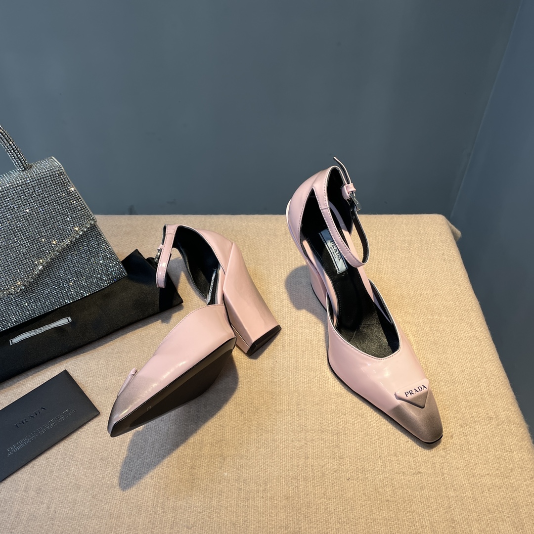 Pra*a Brushed Pumps Light Pink For Women 3.7 in/ 9.5cm 1I982M_055_F0E18_F_A095