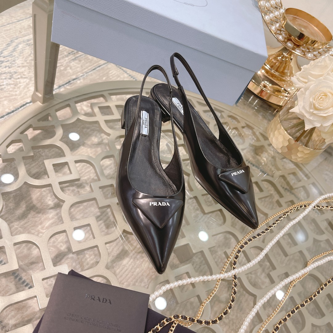 Pra*a Brushed Slingback Pumps Light Black For Women 0.4 in/ 1 cm