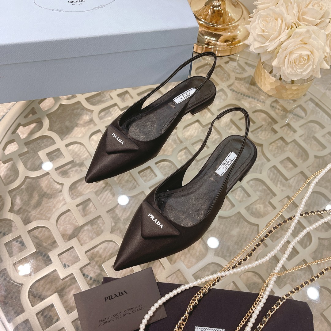 Pra*a Brushed Slingback Pumps Black For Women 0.4 in/ 1 cm
