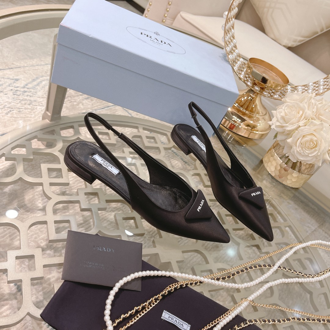 Pra*a Brushed Slingback Pumps Black For Women 0.4 in/ 1 cm