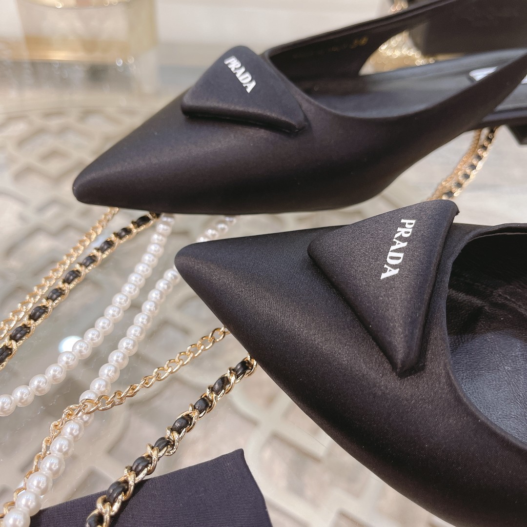 Pra*a Brushed Slingback Pumps Black For Women 0.4 in/ 1 cm