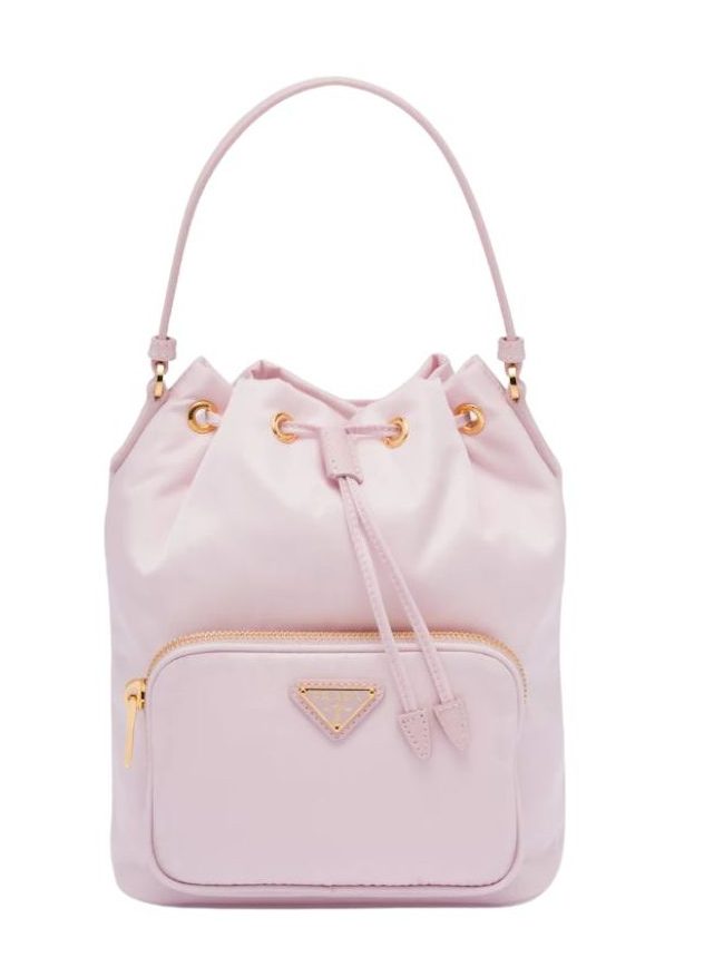 Pra*a Duet Bucket Shoulder Bag Light Pink/Beige For Women 8.6 in / 22.5 cm 1BH038_RV44_F0E18_V_OOO