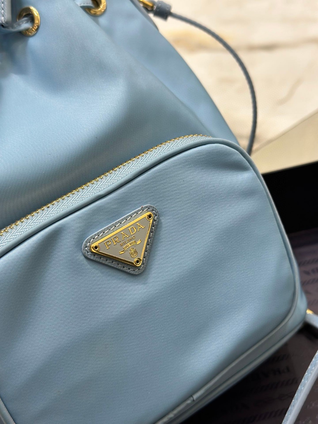 Pra*a Duet Bucket Shoulder Bag Black/Blue For Women 8.6 in / 22.5 cm 1BH038_RV44_F0002_V_UOO