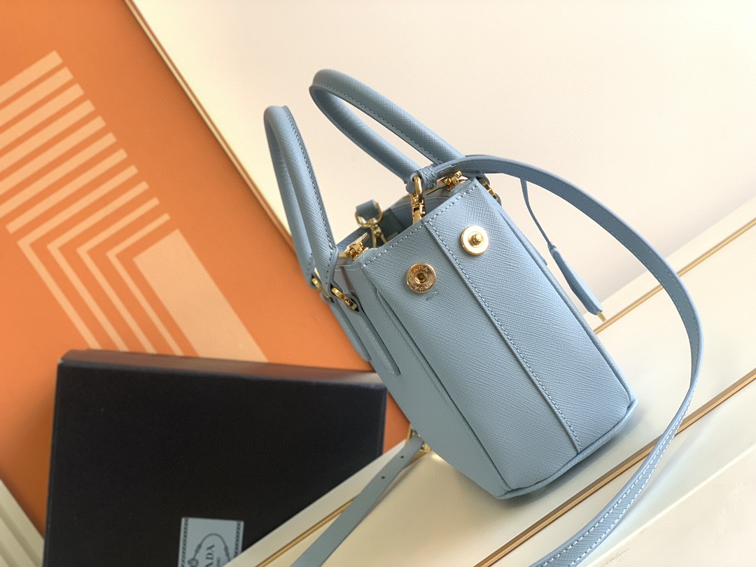 Pra*a Galleria Saffiano Mini Bag White/Beige/Blue/Dark Blue For Women 7.8 in / 20 cm 1BA906_NZV_F0009_V_EOM