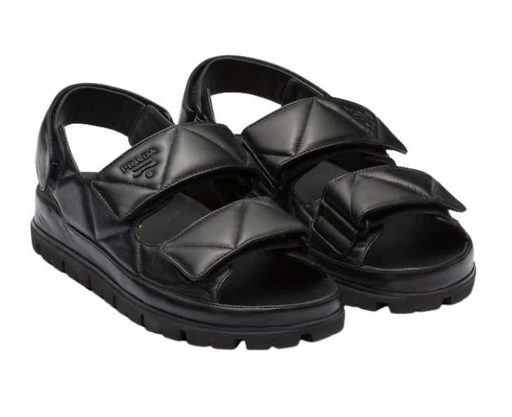 Pra*a Padded Nappa Sandals Black For Women 0.8 in/ 2cm 1X721M_038_F0002_F_020