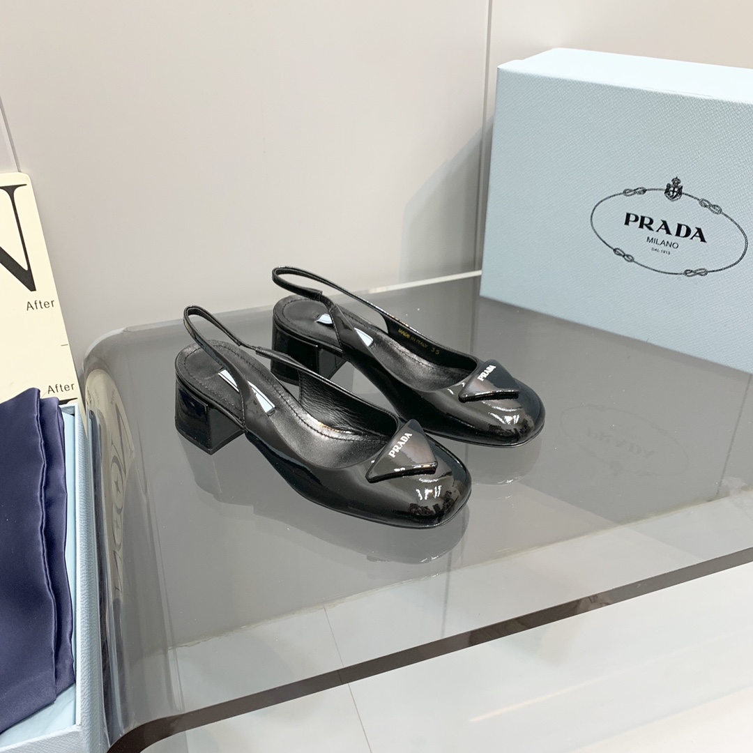Pra*a Patent Slingback Pumps Black For Women 2.1 in/ 5.5 cm 1I767M_069_F0002_F_045