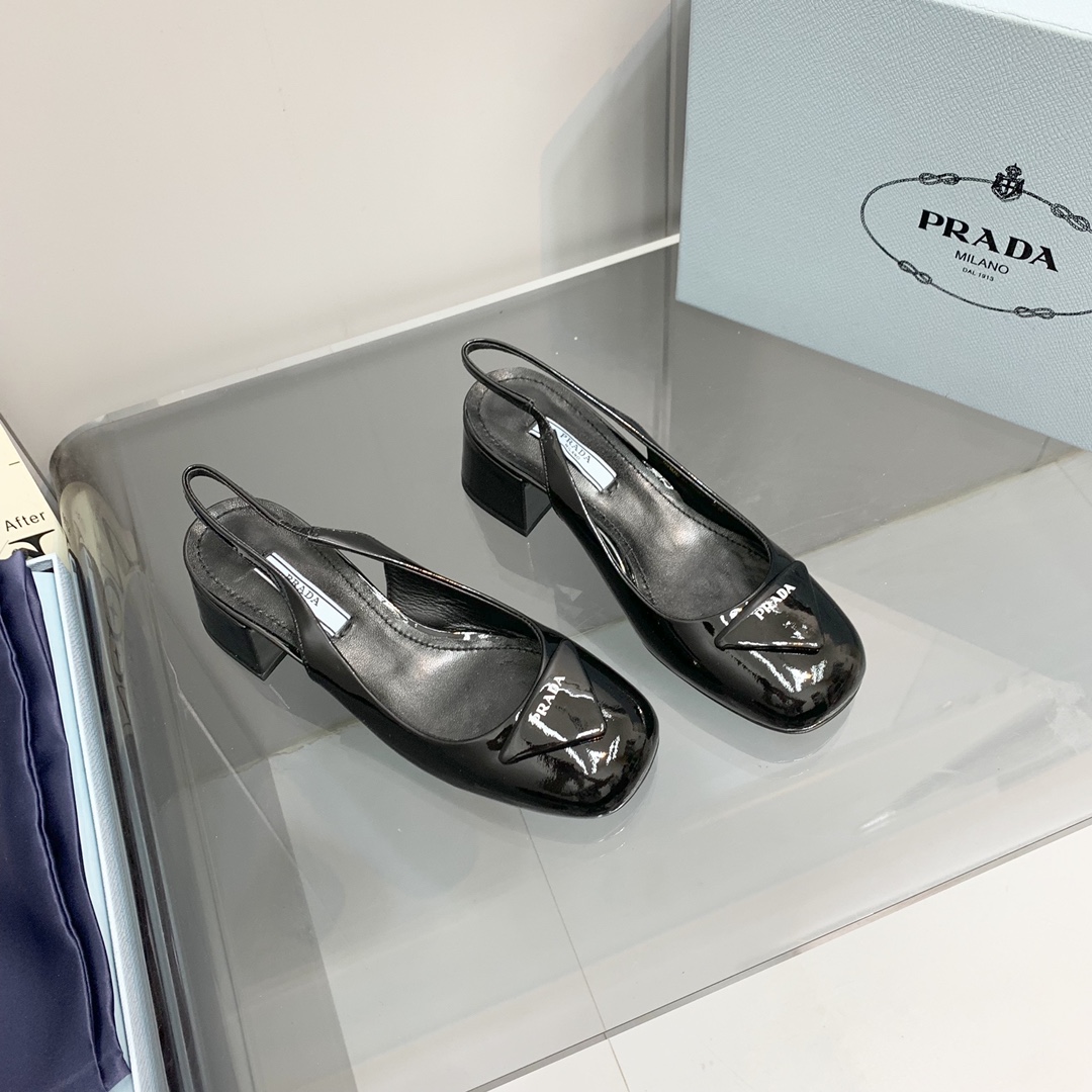 Pra*a Patent Slingback Pumps Black For Women 2.1 in/ 5.5 cm 1I767M_069_F0002_F_045