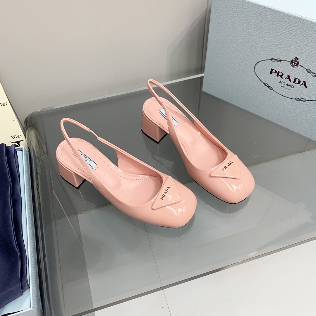 Pra*a Patent Slingback Pumps Light Pink For Women 2.1 in/ 5.5 cm