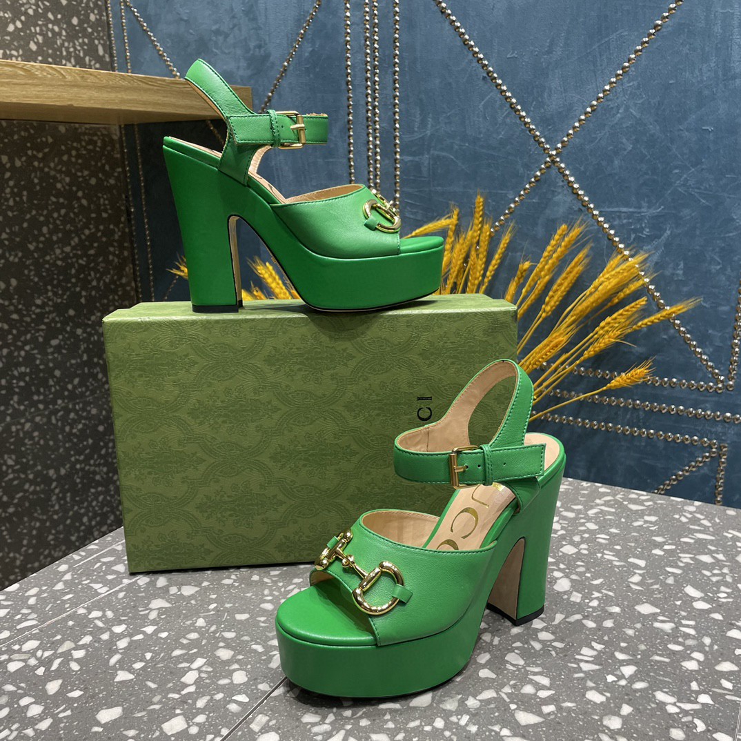 Gvc*1 Platform Sandal With Horsebit Green For Women ‎
