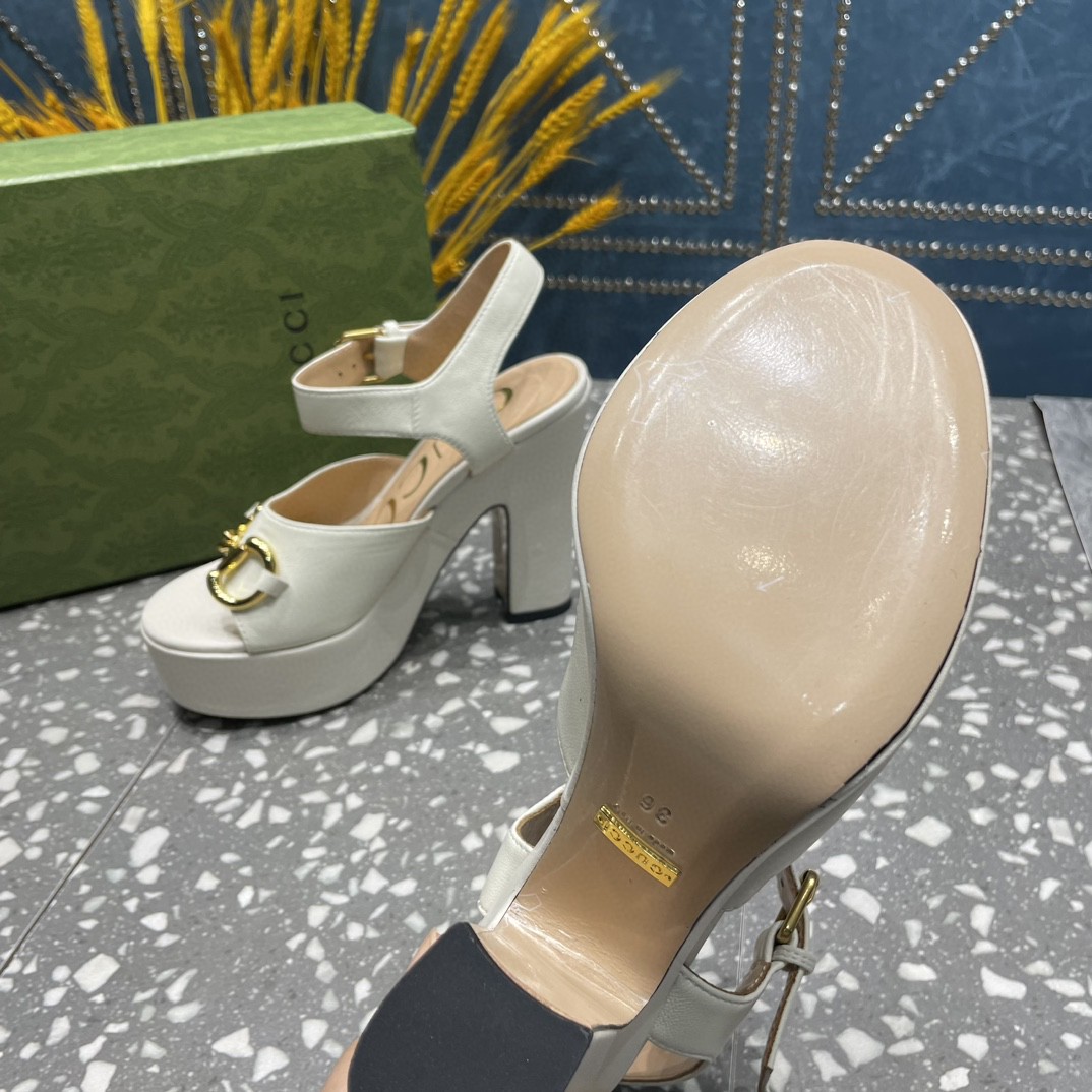 Gvc*1 Platform Sandal With Horsebit White For Women 674776 BKO00 9049