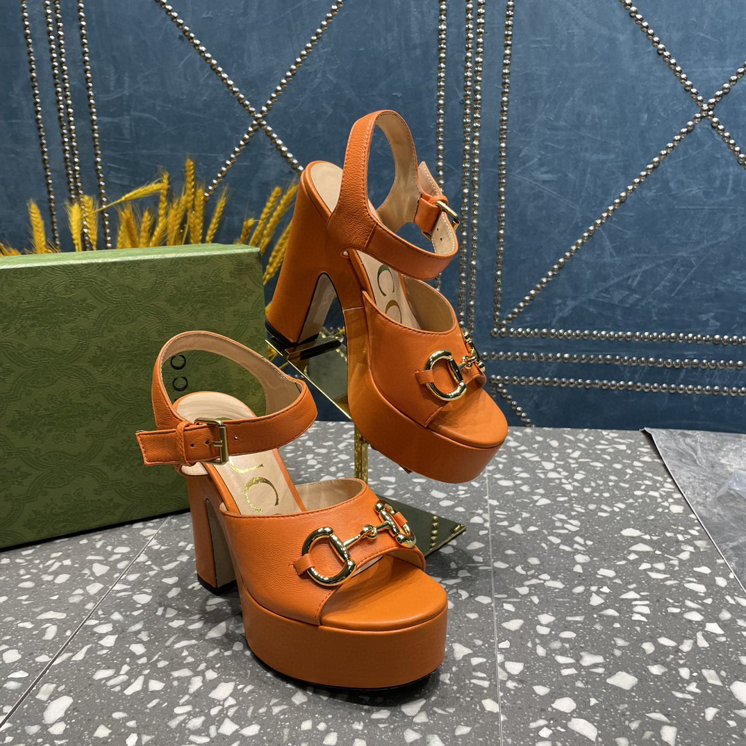 Gvc*1 Platform Sandal With Horsebit Orange For Women