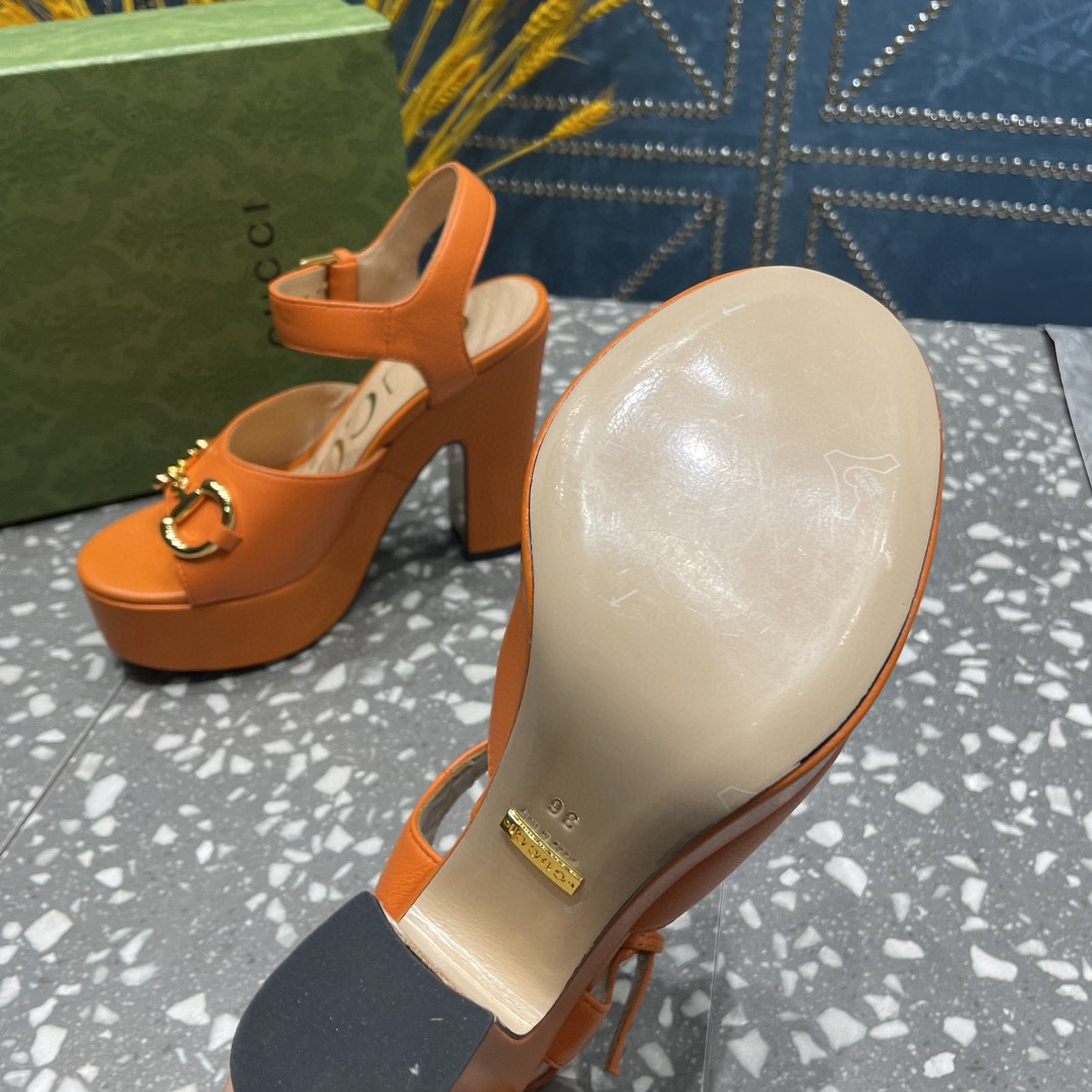 Gvc*1 Platform Sandal With Horsebit Orange For Women