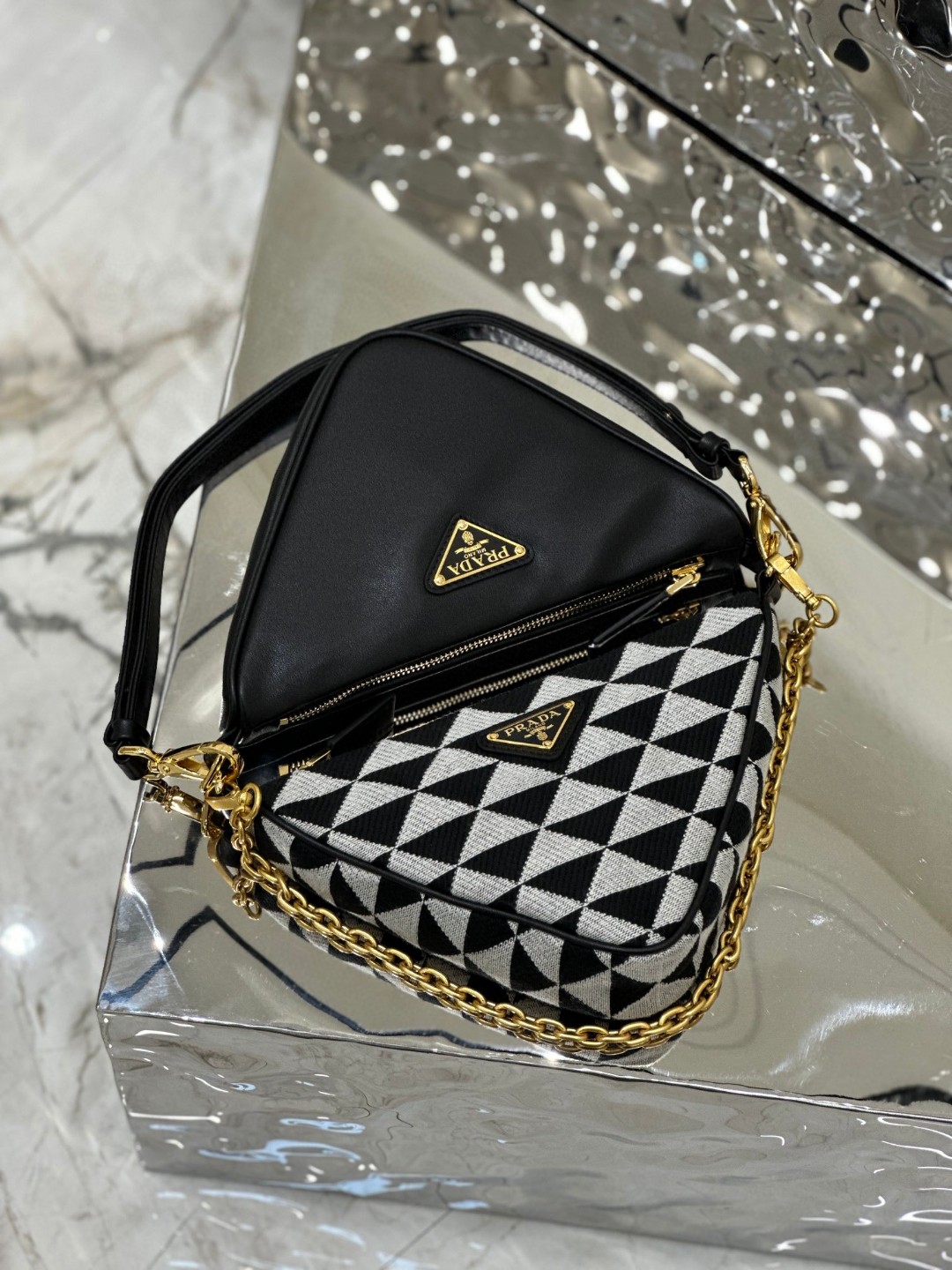 Pra*a Symbole Fabric Mini Bag Green/Grey For Women 11 in / 28 cm 1BC176_2FPN_F0G5R_V_OOO