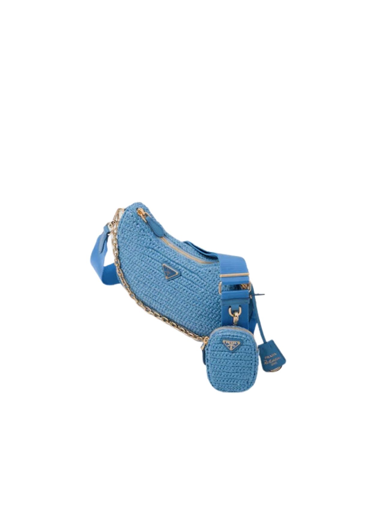 Pra*a Re-Edition 2005 Raffia Bag Blue For Women 1BH204_2A2T_F0076_V_V9L