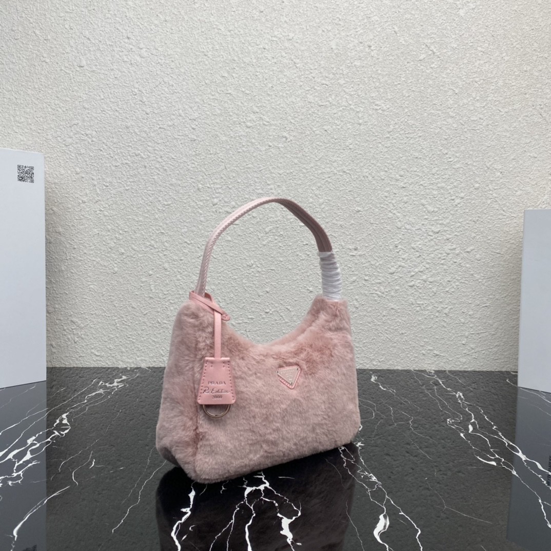 Pra*a Re-Edition 2000 Mini Bag Black/White/Pink For Women 8.6 in / 22 cm 1NE515_2DUE_F0002