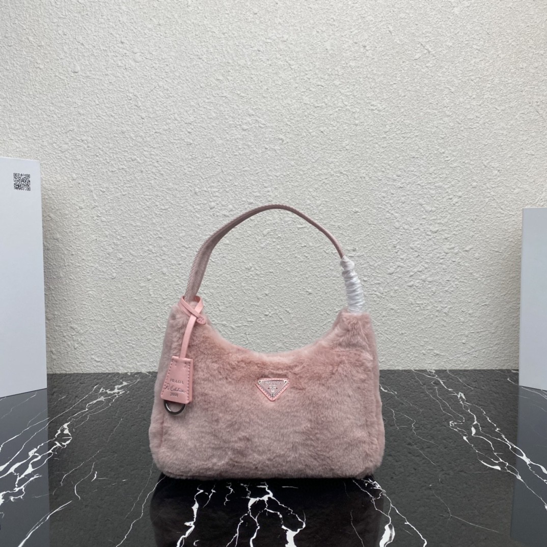 Pra*a Re-Edition 2000 Mini Bag Black/White/Pink For Women 8.6 in / 22 cm 1NE515_2DUE_F0002