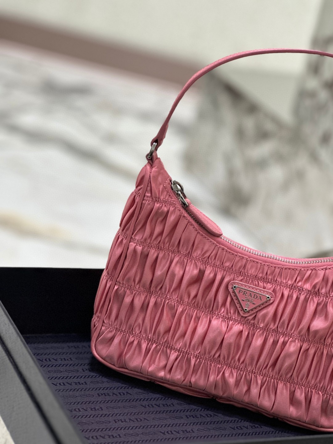 Pra*a Saffiano Mini Bag Pink/Beige/Blue For Women 8.6 in / 22 cm