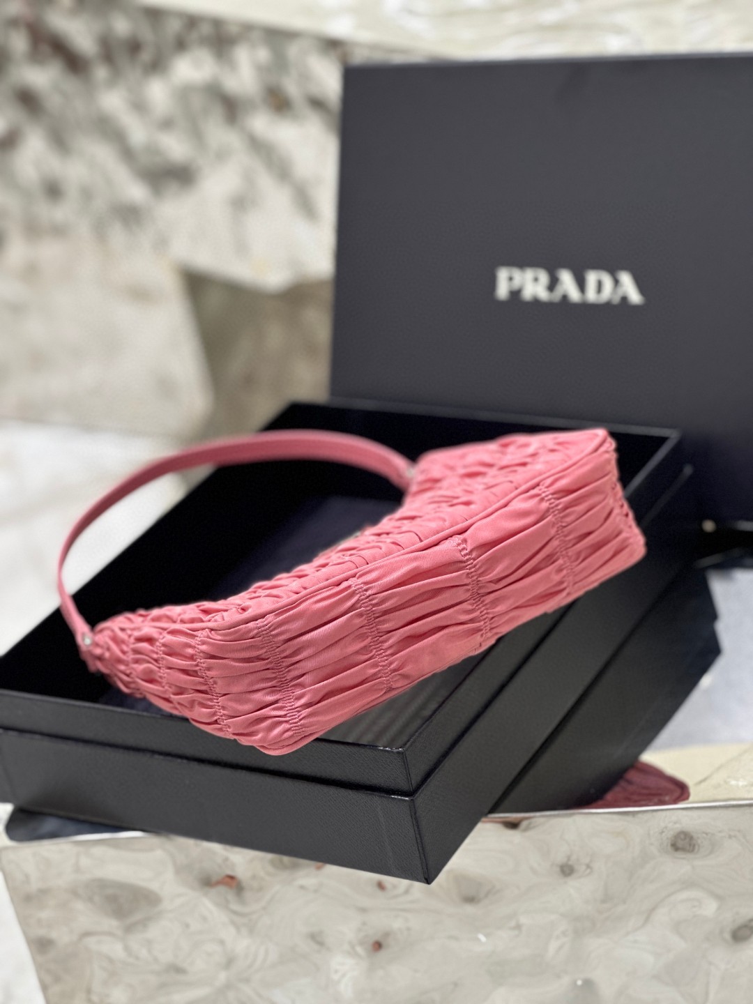 Pra*a Saffiano Mini Bag Pink/Beige/Blue For Women 8.6 in / 22 cm