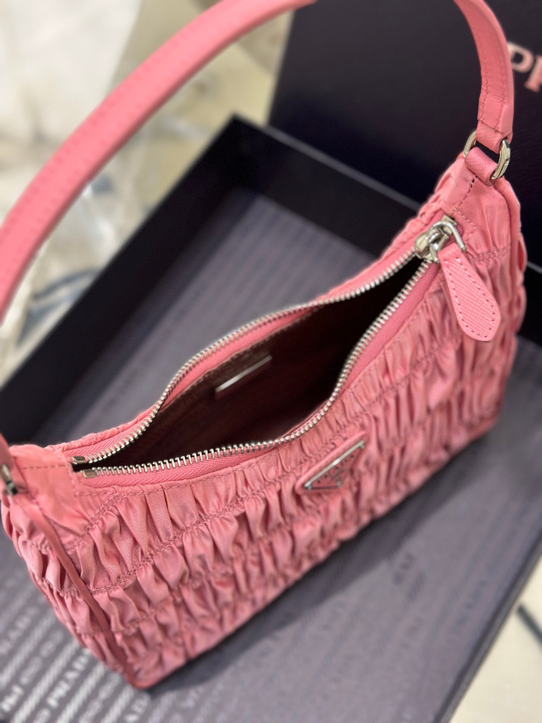 Pra*a Saffiano Mini Bag Pink/Beige/Blue For Women 8.6 in / 22 cm