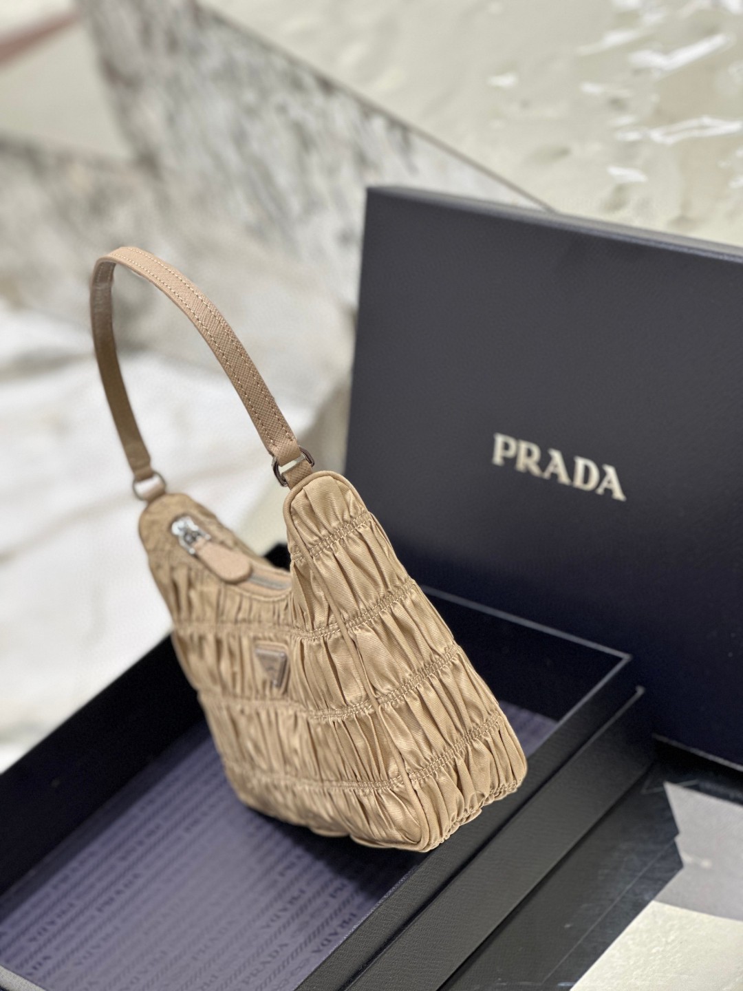 Pra*a Saffiano Mini Bag Pink/Beige/Blue For Women 8.6 in / 22 cm